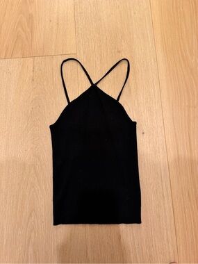 DISSH Black Ribbed Cross-Back Camisole